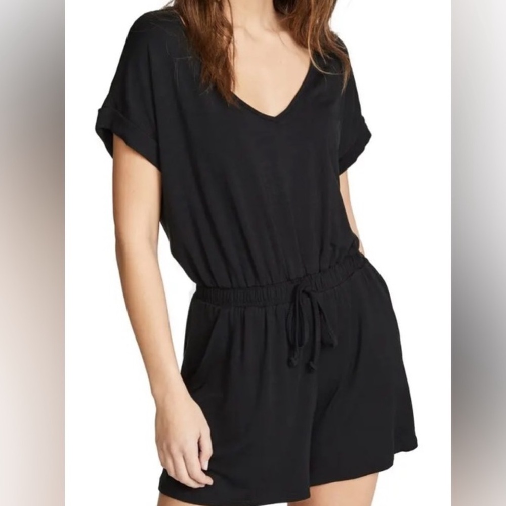 Z Supply Black Relaxed Short Sleeve Romper